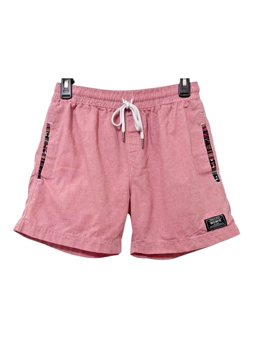 WOWIE Men's OG Casual Shorts Red Pink Aztec Trim Cotton Blend Nomad 4.5" Small